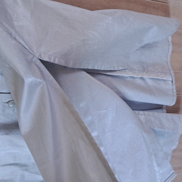 Luisa Cerano Silver Metallic Dressy Long Sleeve Utility Button Down Tunic Blouse - Picture 6 of 13